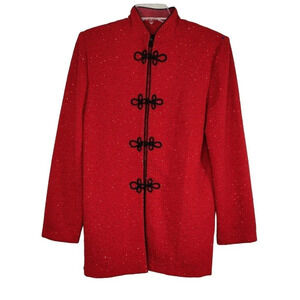 Vintage Sag Harbor Jacket Snap Up Women Size 10 Red Long Sleeve Formal Party